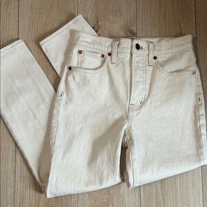 Madewell The Perfect Vintage Crop High-Rise Jeans in Off-White/Cream